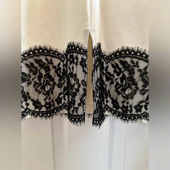 NWT! GUESS White MIDI Dress Black Elegant Dainty Eyelash Lace V Back Lined MED - Picture 12 of 15